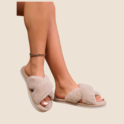 Fuzzy Sloffen - Ecru Pantoffels Dames