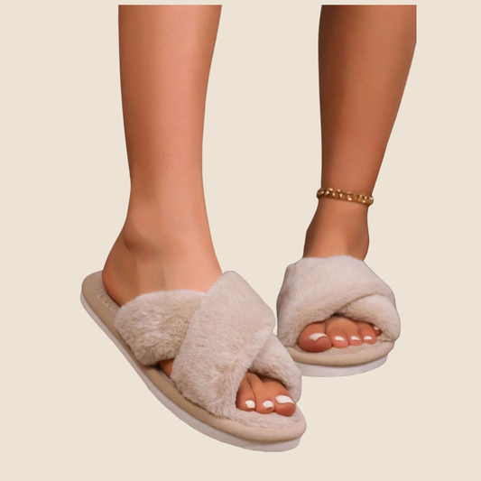 Fuzzy Sloffen - Ecru Pantoffels Dames