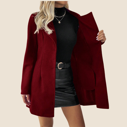 Effen Wolmantel met Enkelrij Knoopsluiting