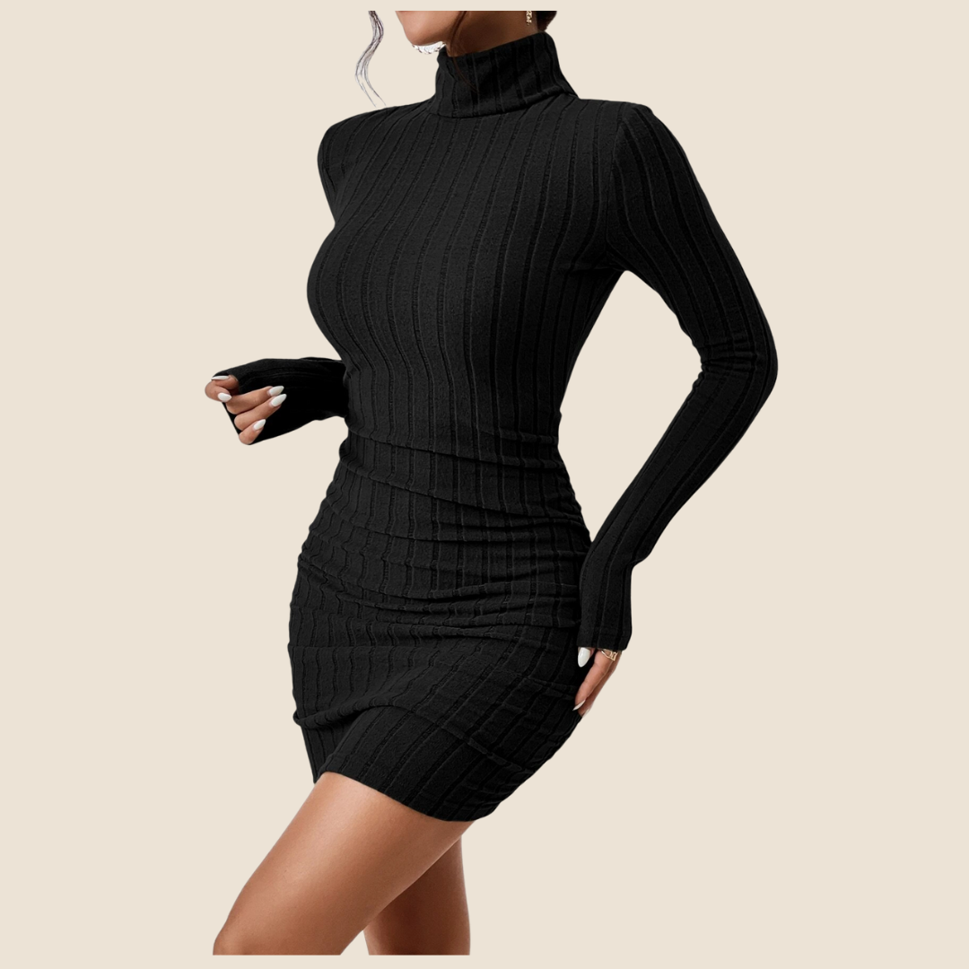 Elegante geribbelde mini jurk