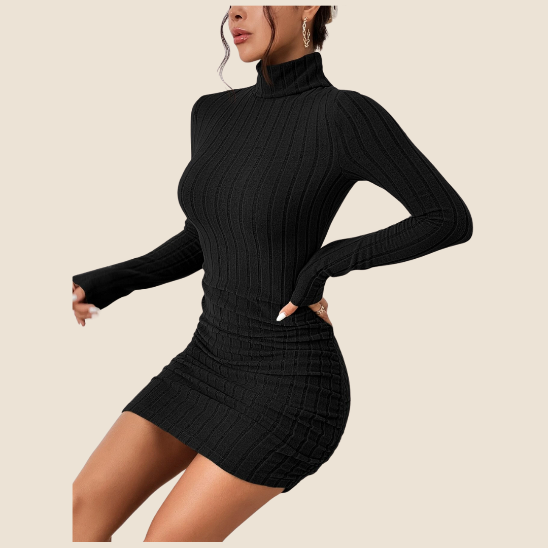 Elegante geribbelde mini jurk