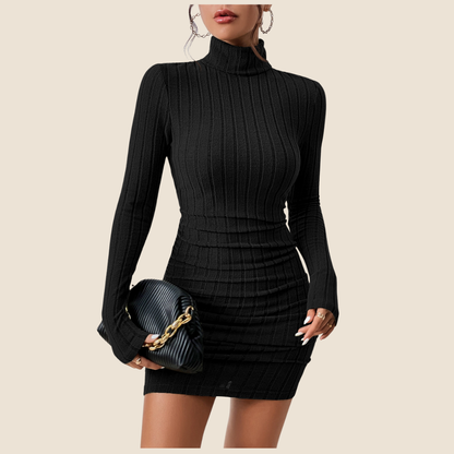 Elegante geribbelde mini jurk