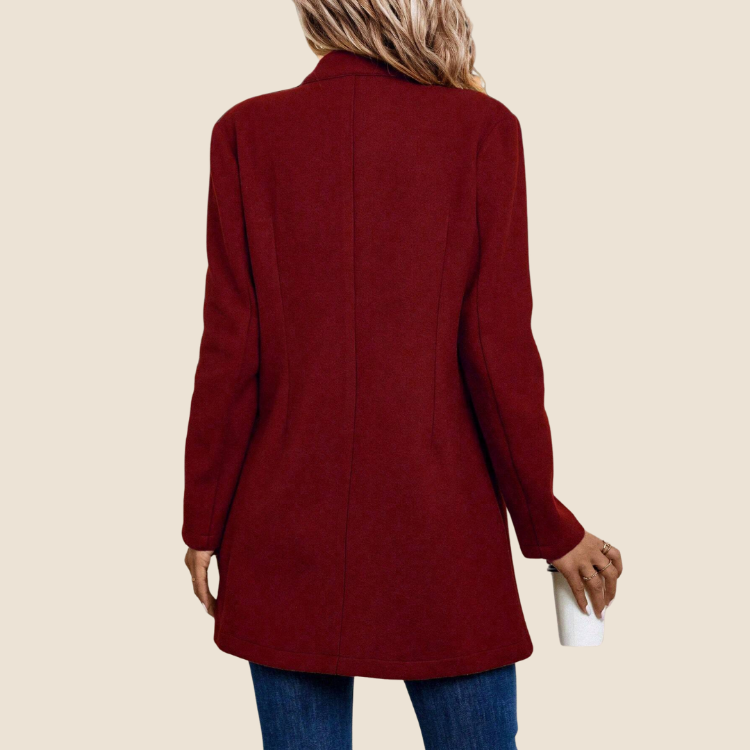 Effen Wolmantel met Enkelrij Knoopsluiting